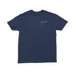 Navy blue t-shirt with a small Minnesota text logo on a white background