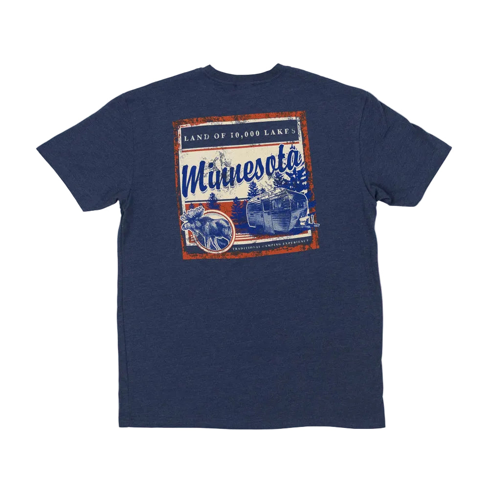 Navy blue t-shirt with Minnesota graphic design on a white background
