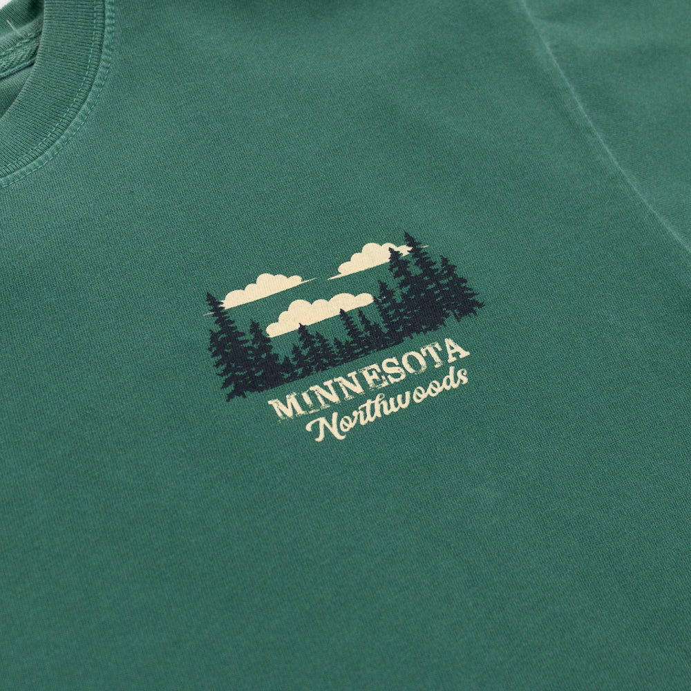 Green t-shirt with 'Minnesota Northwoods' logo 