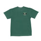 Green t-shirt with a logo on the chest against a white background