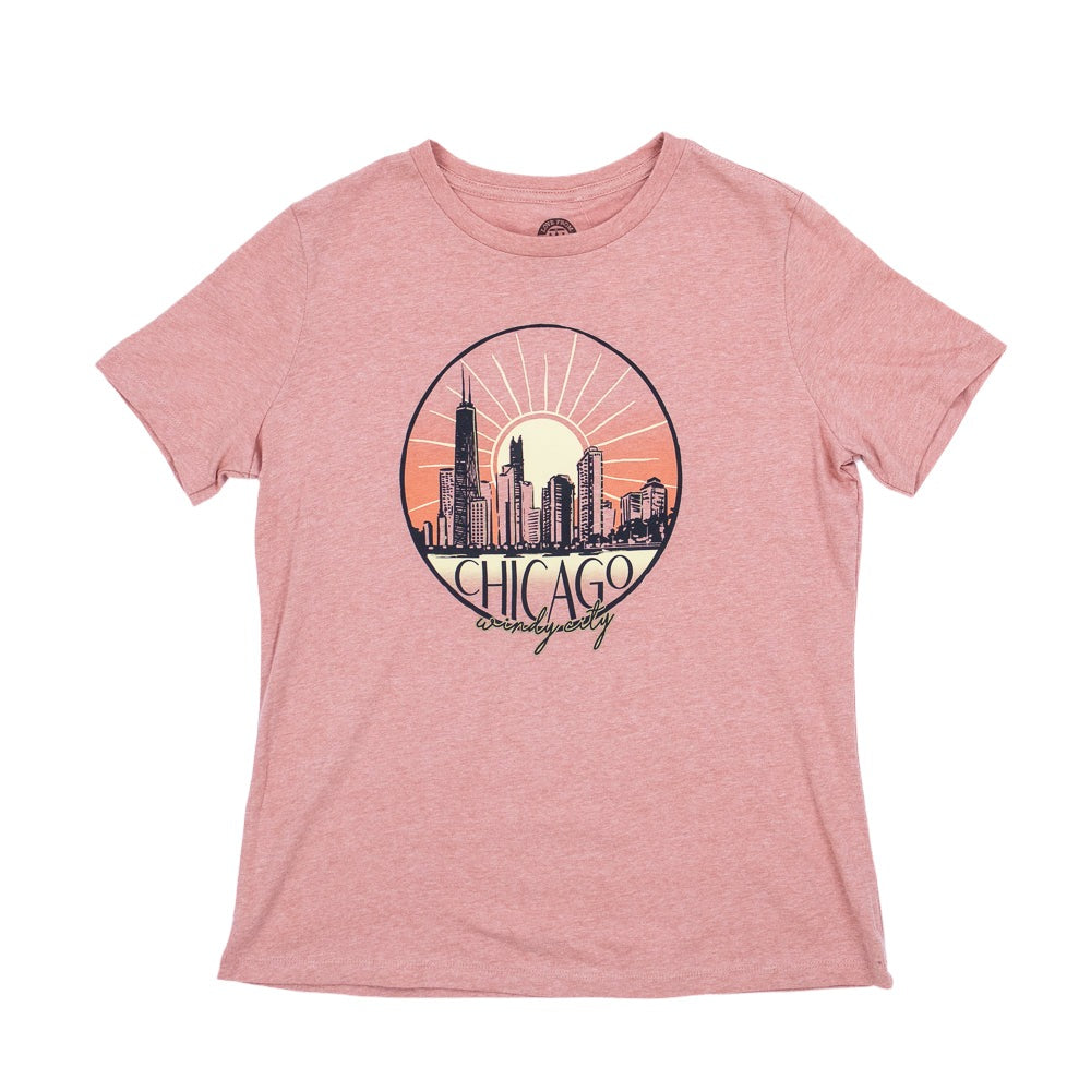 Chicago Skyline Sunset Tee