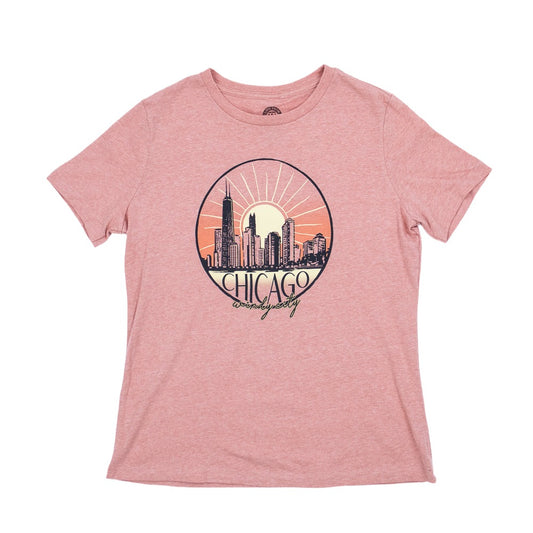 Chicago Skyline Sunset Tee