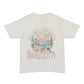Ivory colored t-shirt with a colorful floral graphic design on a white background