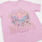 Pink t-shirt with Minnesota graphic design featuring nature elements and text.