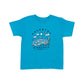 Blue t-shirt with a colorful Minnesota graphic design on a white background