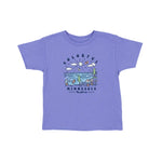 Purple t-shirt with a colorful Minnesota graphic design on a white background