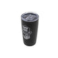 Black tumbler with Route 66 Chicago design on a white background