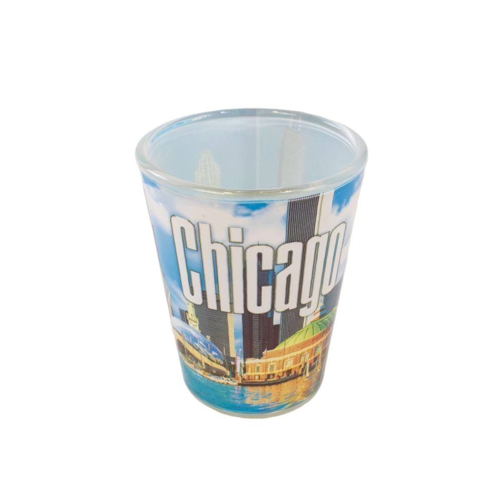 Chicago Blue Collage Shot Glass - Love From USA