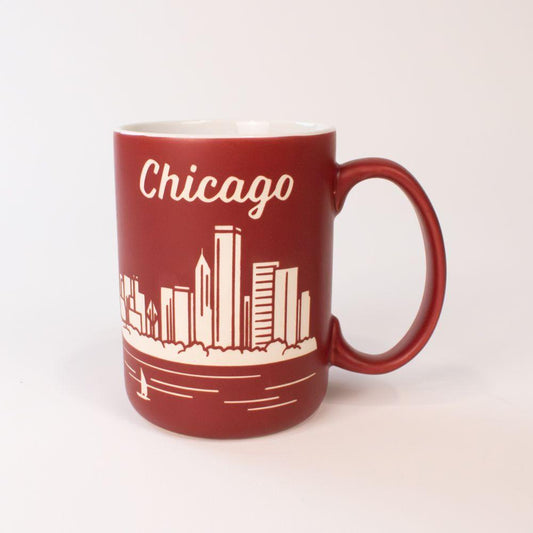 Chicago Etched Red Skyline Mug - Love From USA