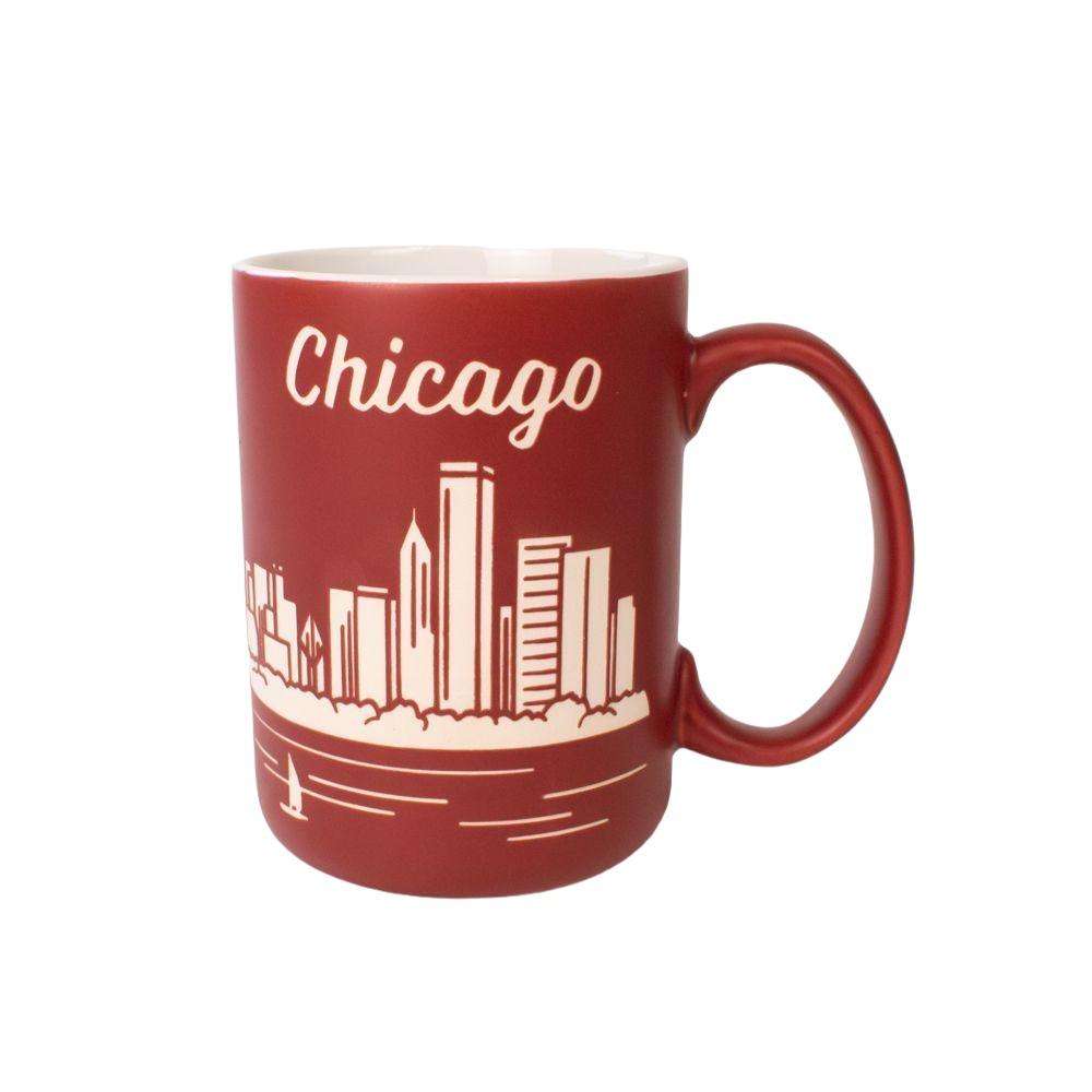 Chicago Etched Red Skyline Mug - Love From USA