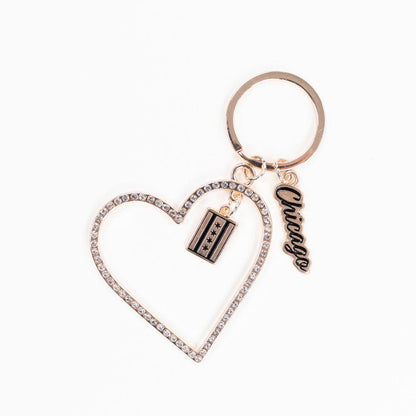 Chicago Heart Charm Keychain - Love From USA
