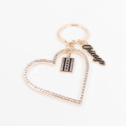 Chicago Heart Charm Keychain - Love From USA
