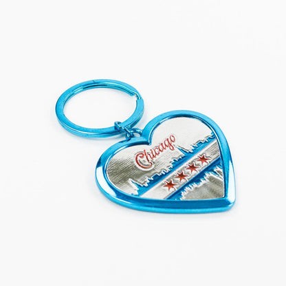 Chicago Heart-Shaped Flag Keychain - Love From USA