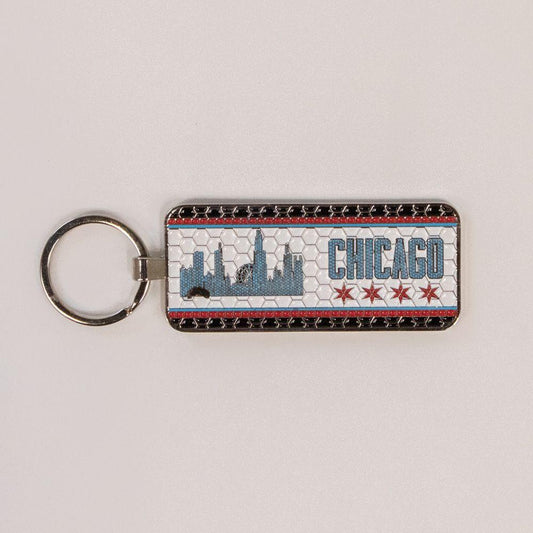 Chicago Mosaic Skyline Flag Keychain - Love From USA