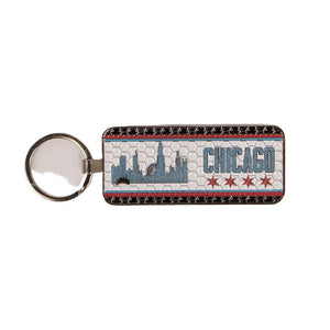 Chicago Mosaic Skyline Flag Keychain - Love From USA