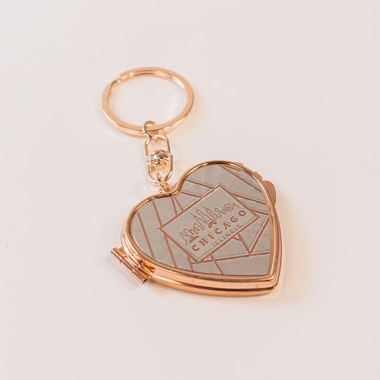 Chicago Rose Gold Heart Keychain - Love From USA