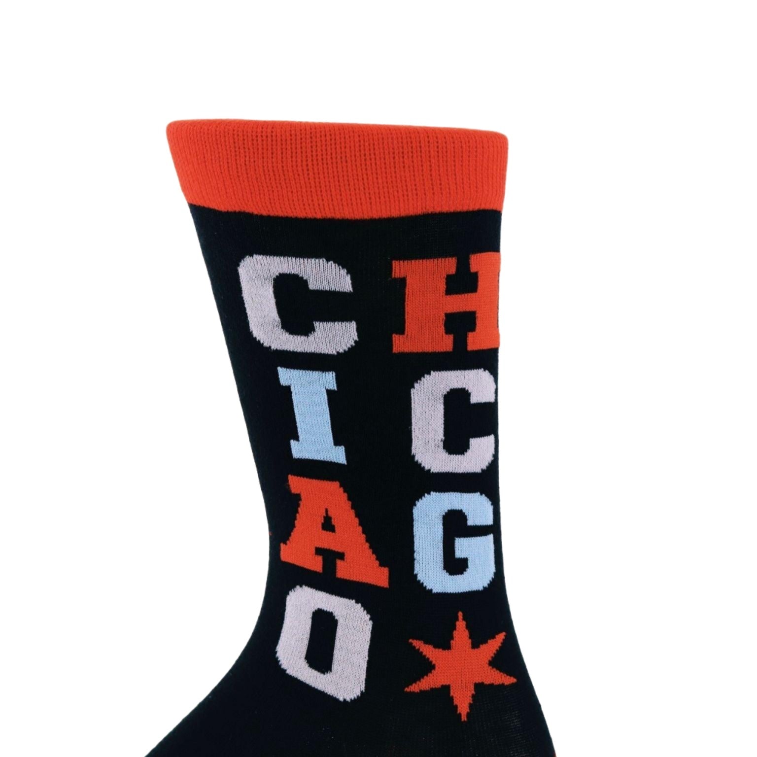 Chicago Stacked Type Black Socks - Love From USA