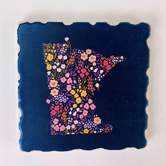 Floral Minnesota Blue Coaster - Love From USA