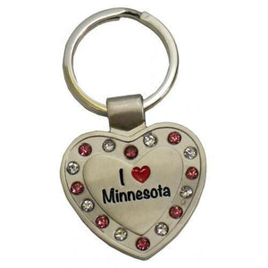 I Heart Minnesota Rhinestone Keychain - Love From USA