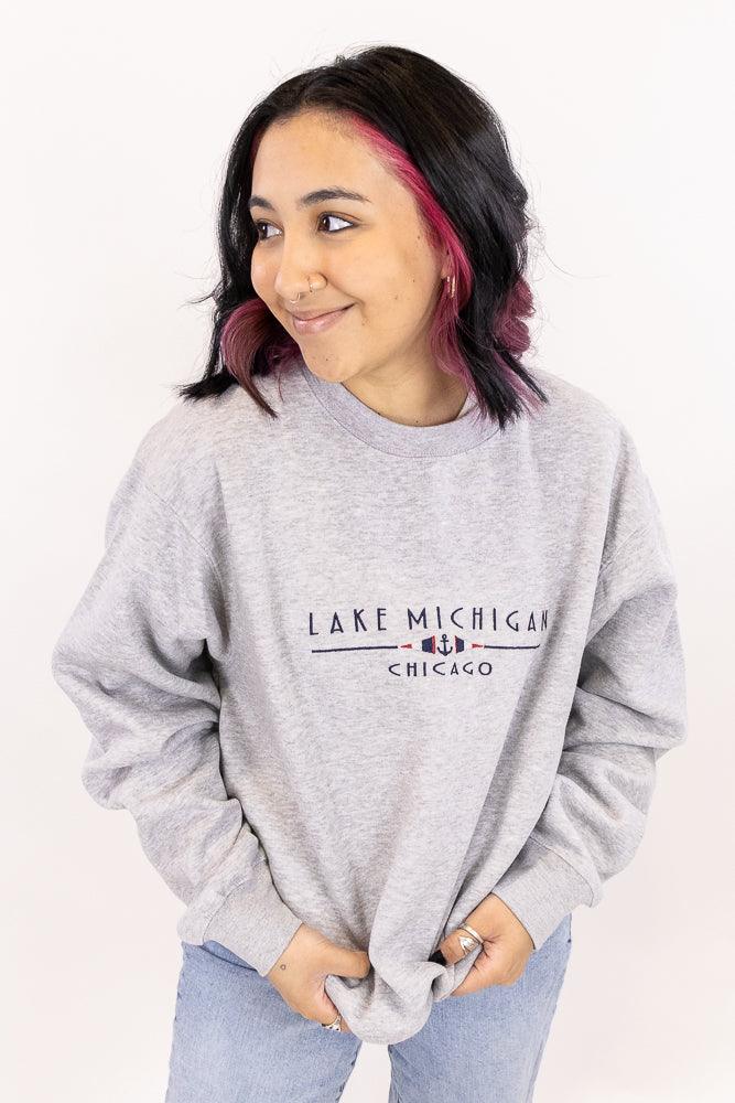 Lake Michigan Embroidered Crewneck - Love From USA