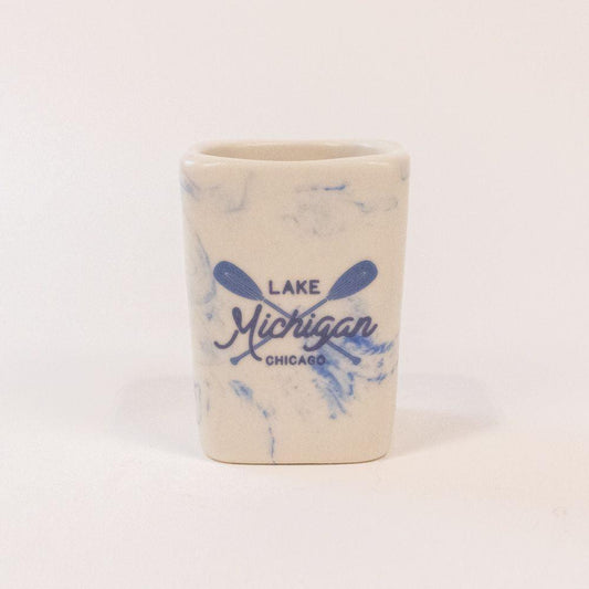 Lake Michigan Marble Blue Shot Glass - Love From USA