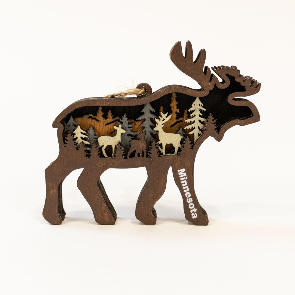 Minnesota Inlaid Moose Ornament - Love From USA