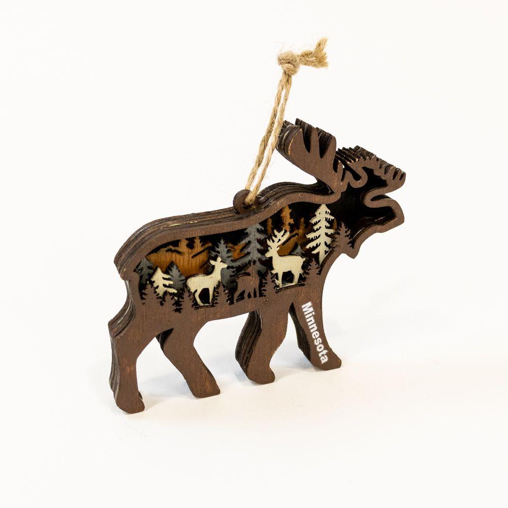 Minnesota Inlaid Moose Ornament - Love From USA