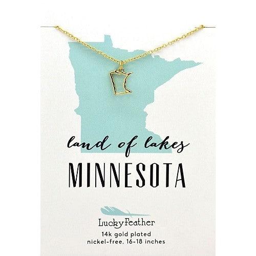 MN State Shape Necklace (16-18 Inch Chain) - Love From USA